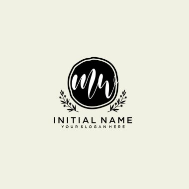 MW Monogramlı Modern Çiçek Baş Logosu