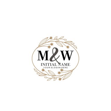 Minimalist Çiçek Baş Logosu, MW Marka Şablonu
