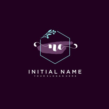 Minimalist Çiçek Baş Logosu, NE Marka Şablonu