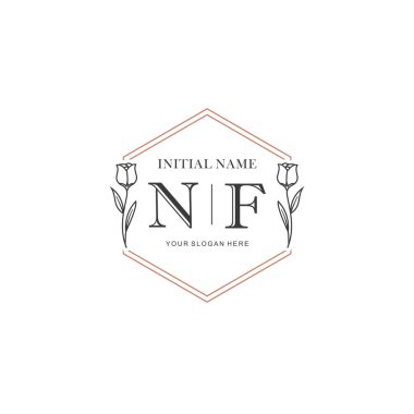 Kişisel ya da Marka İçin NF Minimal Çiçek Logosu Koleksiyonu