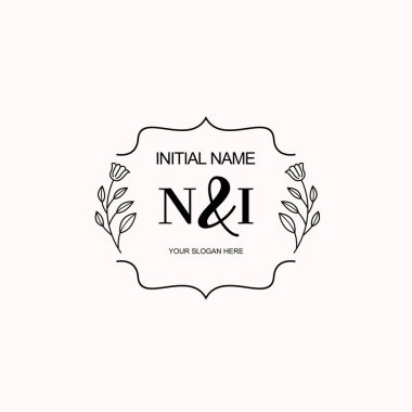 Minimalist Çiçek Baş Logosu, NI Marka Şablonu