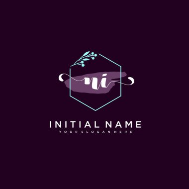Minimalist Çiçek Baş Logosu, NI Marka Şablonu