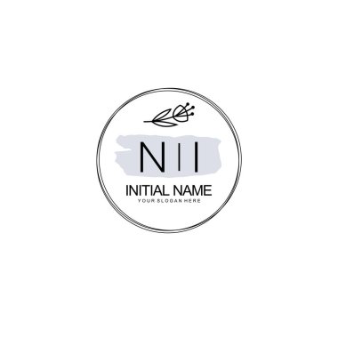 Kişisel ya da Marka İçin NI Minimal Çiçek Monogramı Logosu Koleksiyonu