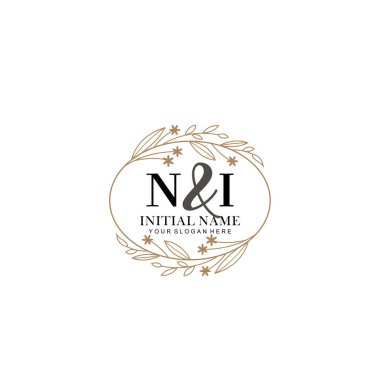Minimalist Çiçek Baş Logosu, NI Marka Şablonu