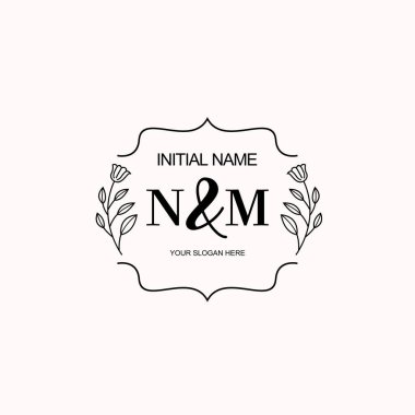Minimalist Çiçek Baş Logosu, NM Marka Şablonu