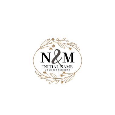 Minimalist Çiçek Baş Logosu, NM Marka Şablonu