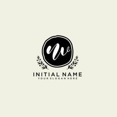NV Monogramlı Modern Çiçek Baş Logosu