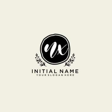NX Monogramlı Modern Çiçek Baş Logosu