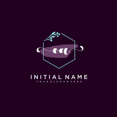 Minimalist Çiçek Baş Logosu, OA Marka Şablonu