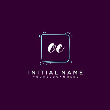 OE Monogramlı Modern Çiçek Baş Logosu