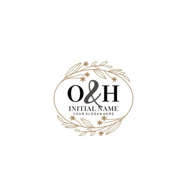 Minimalist Çiçek Baş Logosu, OH Marka Şablonu