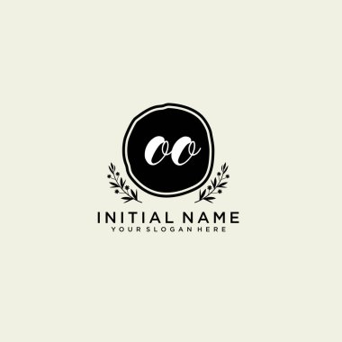 OO Monogramlı Modern Çiçek Baş Logosu