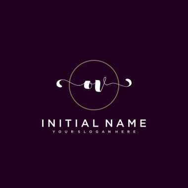Minimalist Çiçek Baş Logosu, OV Marka Şablonu
