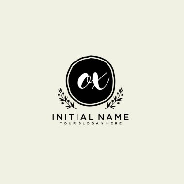 OX Monogramlı Modern Çiçek Baş Logosu