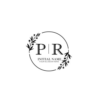 Kişisel ya da Marka İçin Halkla İlişkiler Minimum Çiçek Monogramı Logosu Koleksiyonu