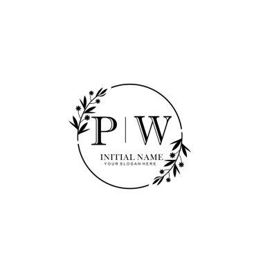 Kişisel ya da Brand için PW Minimal Çiçek Logosu Koleksiyonu