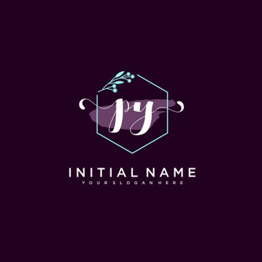 Minimalist Çiçek Baş Logosu, PY Marka Şablonu