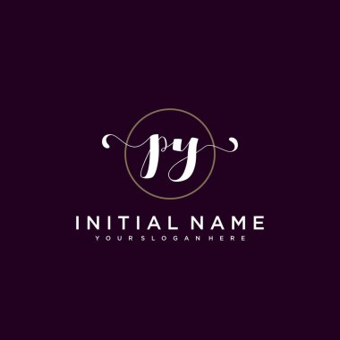 Minimalist Çiçek Baş Logosu, PY Marka Şablonu