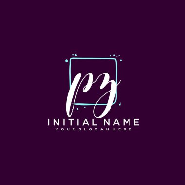 PZ Monogramlı Modern Çiçek Baş Logosu