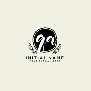 QA Monogramlı Modern Çiçek Baş Logosu