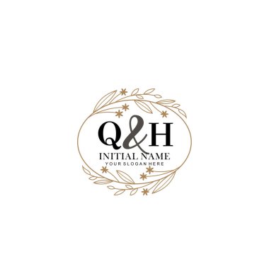 Minimalist Çiçek Baş Logosu, QH Marka Şablonu