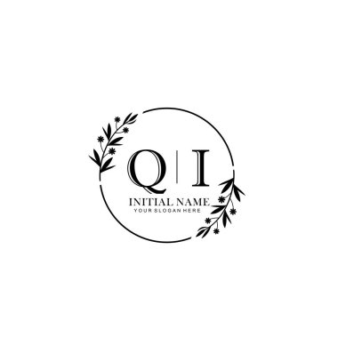 Kişisel ya da Marka İçin QI Minimal Çiçek Monogramı Logosu Koleksiyonu