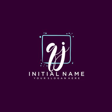 QJ Monogramlı Modern Çiçek Baş Logosu