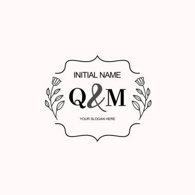 Minimalist Çiçek Baş Logosu, QM Marka Şablonu