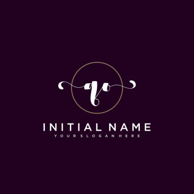 Minimalist Çiçek Baş Logosu, QO Marka Şablonu