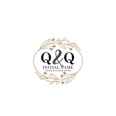 Minimalist Çiçek Baş Logosu, QQ Marka Şablonu
