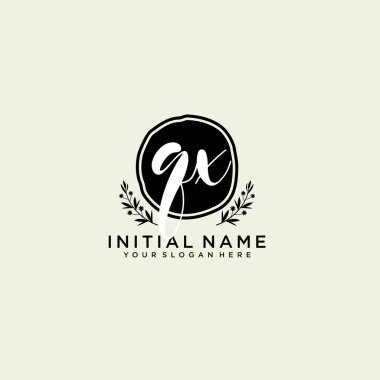 QX Monogramlı Modern Çiçek Baş Logosu