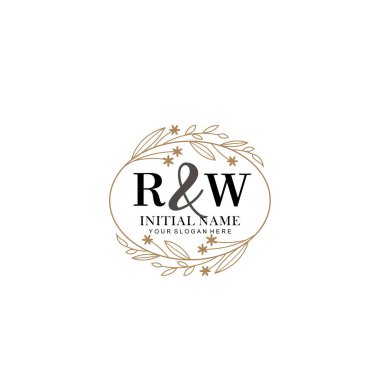 Minimalist Çiçek Baş Logosu, RW Marka Şablonu