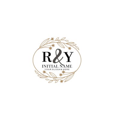 Minimalist Çiçek Baş Logosu, RY Marka Şablonu