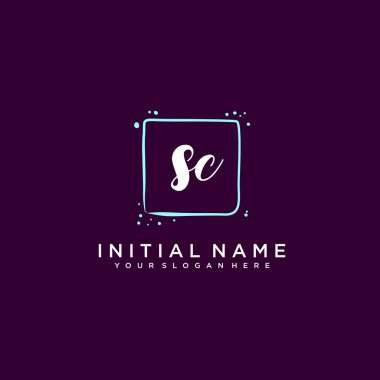 SC Monogramlı Modern Floral Baş Logosu