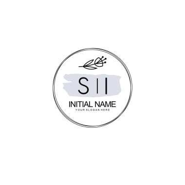 Kişisel ya da Marka İçin SI Minimal Çiçek Monogramı Logosu Koleksiyonu