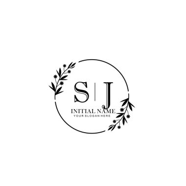 Kişisel ya da Marka İçin SJ Minimal Çiçek Logosu Koleksiyonu