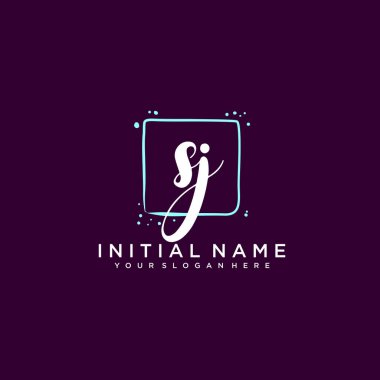 SJ Monogramlı Modern Çiçek Baş Logosu