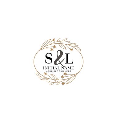 Minimalist Çiçek Baş Logosu, SL Marka Şablonu