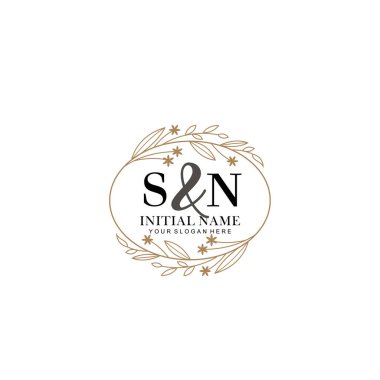 Minimalist Çiçek Baş Logosu, SN Marka Şablonu