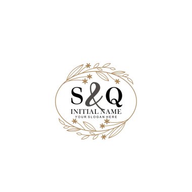 Minimalist Çiçek Baş Logosu, SQ Marka Şablonu