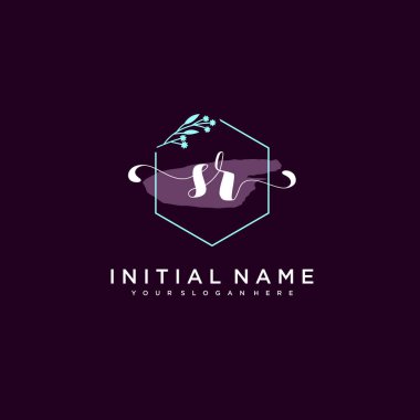 Minimalist Çiçek Baş Logosu, SR Marka Şablonu