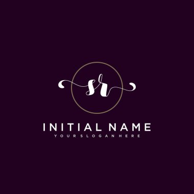 Minimalist Çiçek Baş Logosu, SR Marka Şablonu