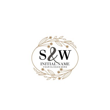Minimalist Çiçek Baş Logosu, SW Marka Şablonu