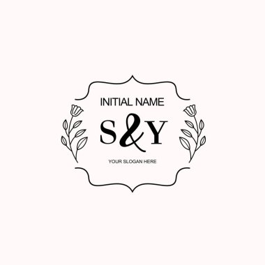 Minimalist Çiçek Baş Logosu, SY Marka Şablonu