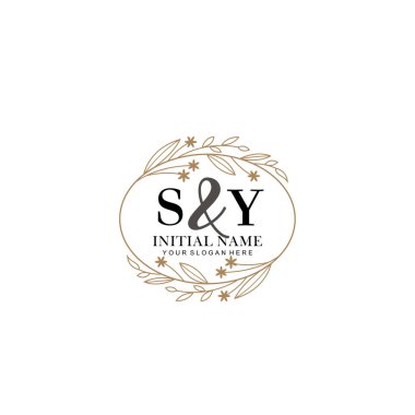 Minimalist Çiçek Baş Logosu, SY Marka Şablonu