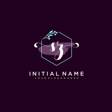 Minimalist Çiçek Baş Logosu, SZ Marka Şablonu