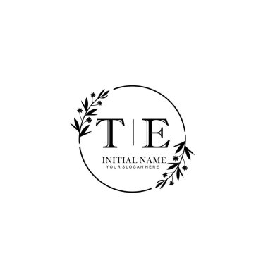 Kişisel ya da Marka İçin TE Minimal Çiçek Logosu Koleksiyonu