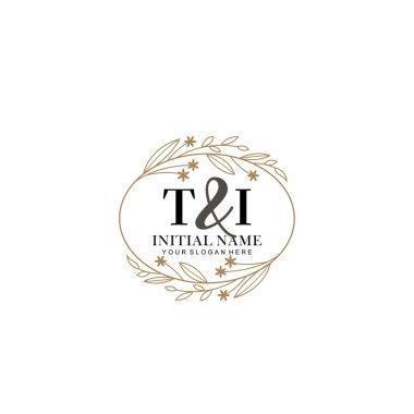 Minimalist Çiçek Baş Logosu, TI Marka Şablonu