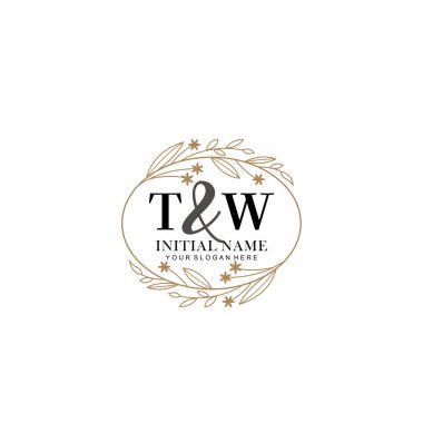 Minimalist Çiçek Baş Logosu, TW Marka Şablonu