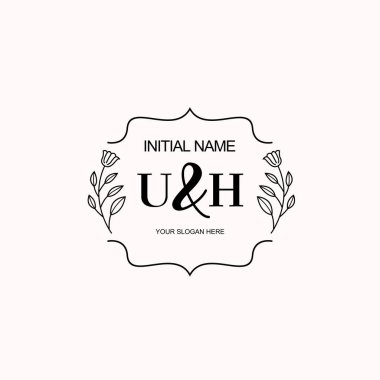 Minimalist Çiçek Baş Logosu, uh Marka Şablonu